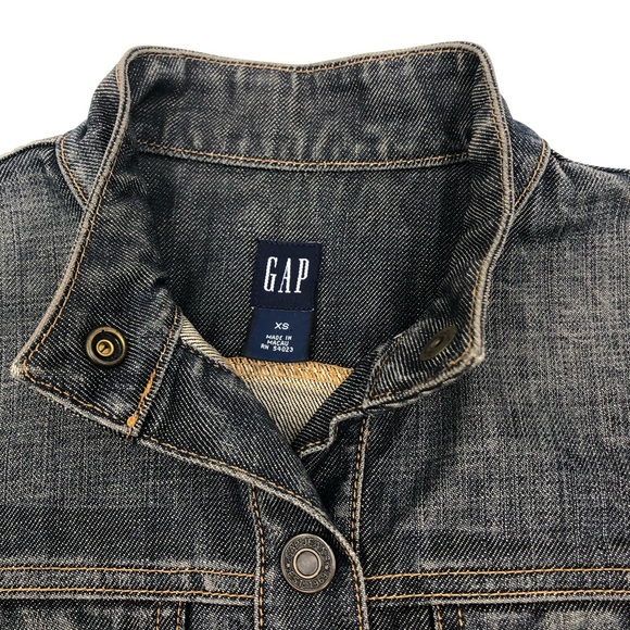 Gap Denim Dark Jean Jacket Collarless - Picture 3 of 4